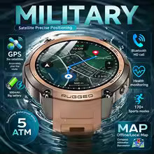 2026 Military Satellite Offline Map GPS Smart Watch Men 1.43''AMOLED Bluetooth Call Compass 5ATM Waterproof 170+Sport Smartwatch