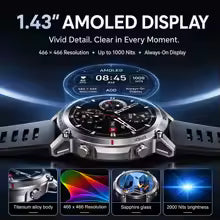 2026 Military Satellite Offline Map GPS Smart Watch Men 1.43''AMOLED Bluetooth Call Compass 5ATM Waterproof 170+Sport Smartwatch